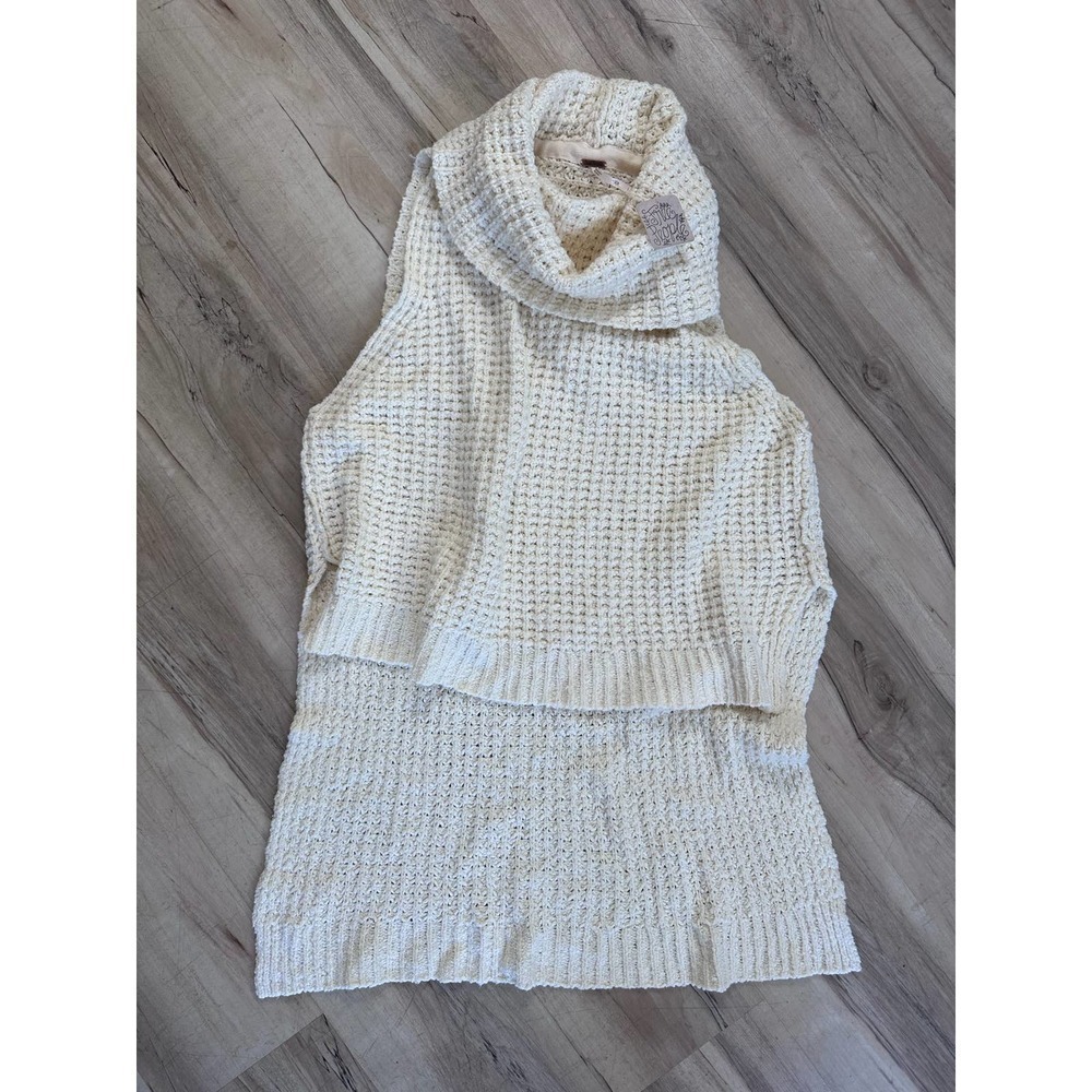 NWT free people ivory sky scraper pull over high low knitted vest - Picture 7 of 9